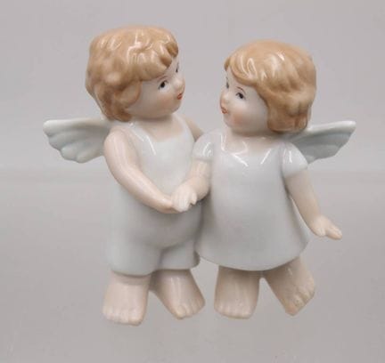 Couple d'ange en porcelaine, Lilly &amp; Max, Huts