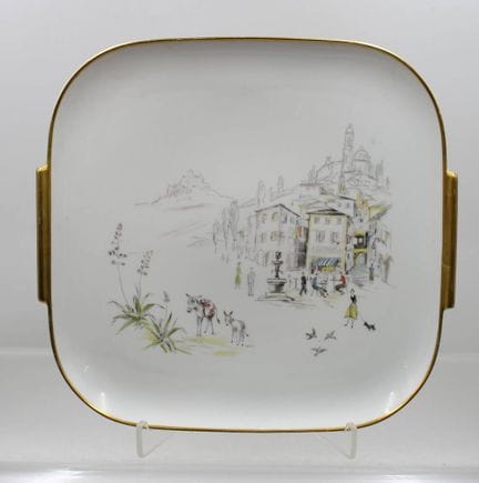 Grand plat à gâteaux, Hutschenreuther, décor « Tra
