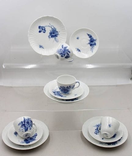 4x kompl. Gedecke, Royal Copenhagen, blaue Blume, 