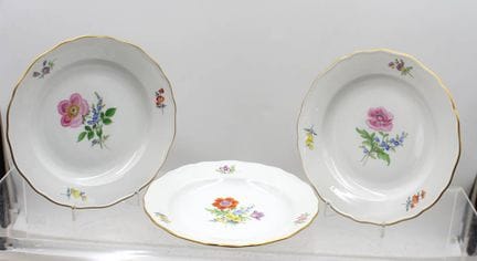 3x Kuchenteller, Meissen, Schwertermarke, Dekor „B