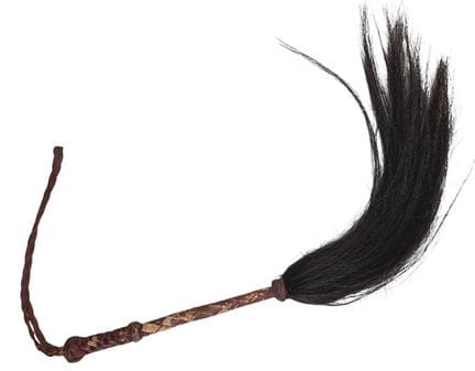 Plume de chef, manche en cuir, crin de cheval,