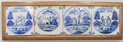 Lot de 4 carreaux bibliques anciens de Delft ou de