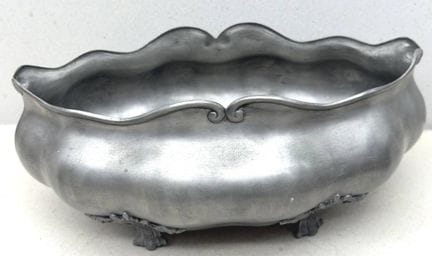 Grande jardinière en étain, H 14 cm, 30 x 24 cm