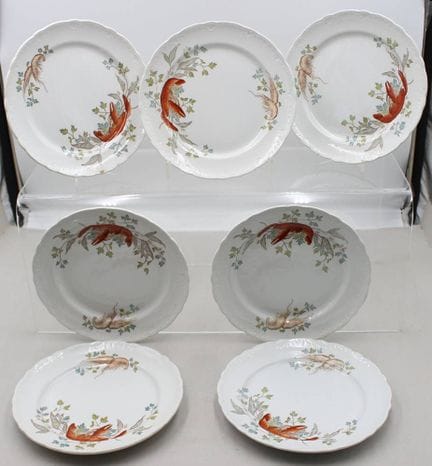 7 assiettes de repas, décor de crustacés, Villeroy