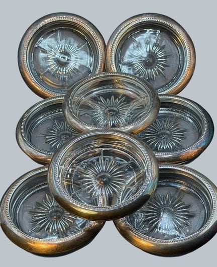 8 grands dessous-de-verre en verre avec un large b