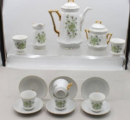 Service à café pour 6 personnes, vers 1900, décor 