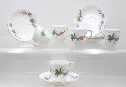 5x Art-Déco-Kaffeetassen mit U.T. von EPIAG, je ca