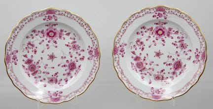 2 x Mittelteller Meissen Indisch Purpur mit Goldra