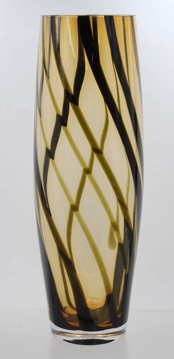 grand vase en verre d'art, couleur ambre avec des 