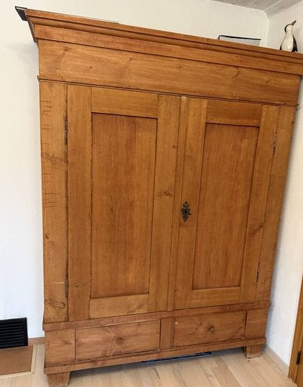 gr. Weichholz-Kleiderschrank, natur, 2 türig, 2 Sc