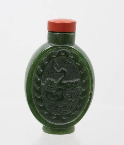 Frasco chino para tabaco de esnifar, jade nefrita 