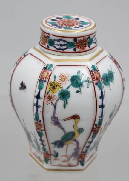 Boîte à thé, Chine, peinture raffinée, marquée, ha