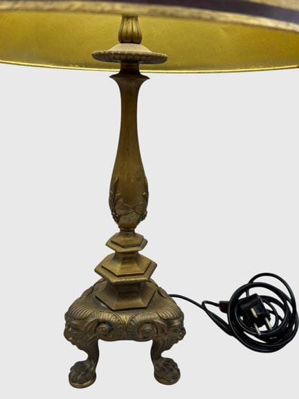 lampe de table haute avec socle en bronze massif, 