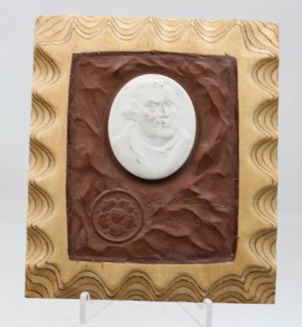 Luther-Gedenkplakette, Meissen, Böttgersteinzeug u
