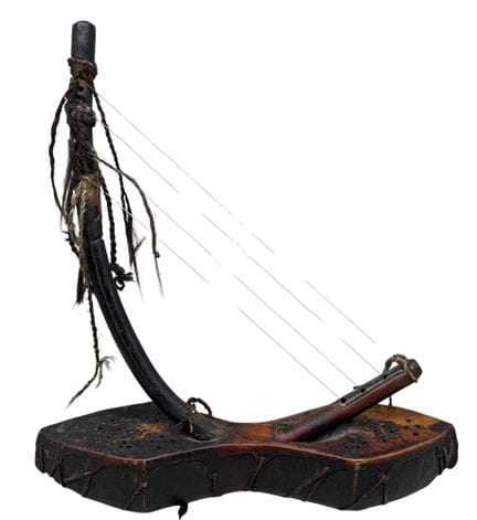 Harpe arquée ancienne et rare en bois, originaire 