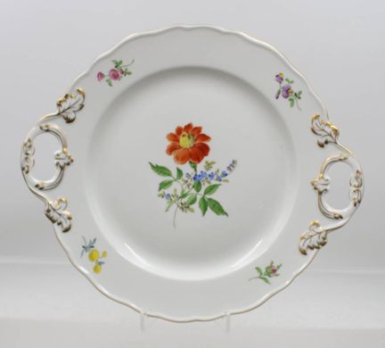 Henkelplatte, Meissen, Schwertermarke, Dekor „Bunt