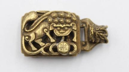 boucle de ceinture asiatique, bronze, ancienne, en