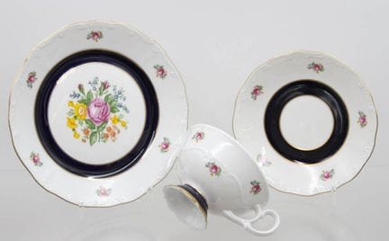 Sammelgedeck, Weimar, florales Dekor und Kobalt, o