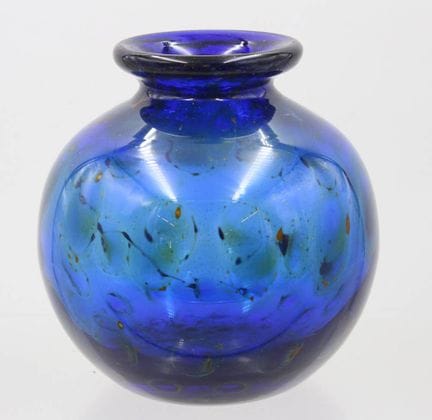 艺术玻璃花瓶，Eisch品牌，蓝色，高约16厘米