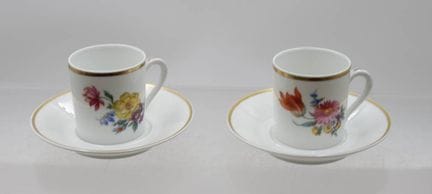 2 tazas de moka con asas, Fürstenberg, motivos flo