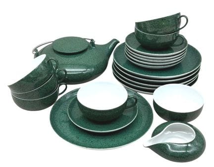 Service à thé « Arzberg » vert/noir, porcelaine fi