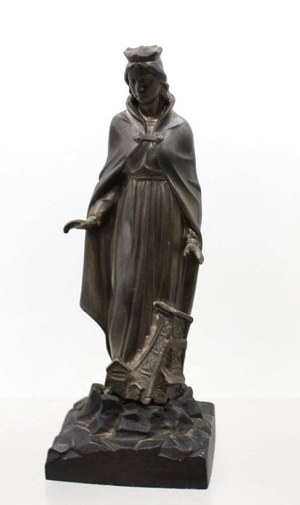 Metallfigur der Hlg. Barbara, Schutzpatronin der B