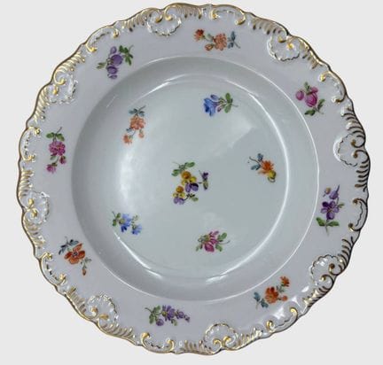 5x Kaffeegeschirr "Meissen" Streublümchen, Tasse. 