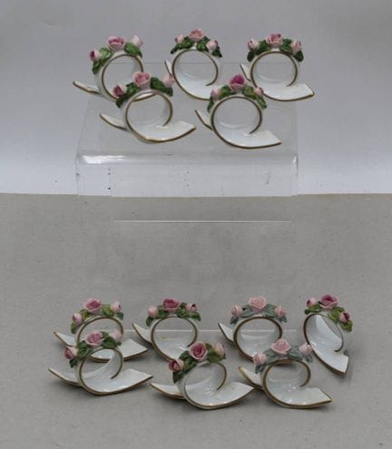 12x Serviettenringe "Gerold", aufgesetzte Blüten, 