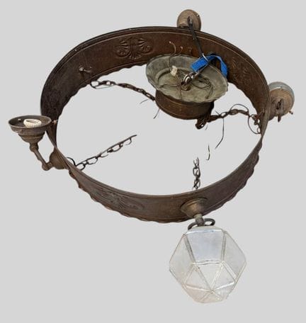 grosse Metall-Deckenlampe, Blech geprägt, 5 flammi