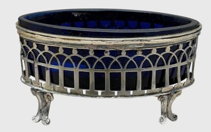 Grand petit bol à épices avec insert en verre bleu