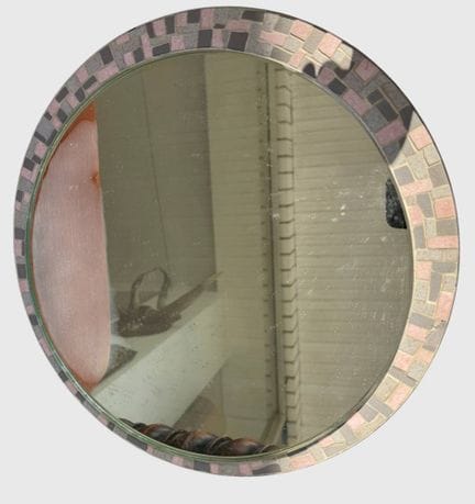 runder Wandspiegel mit Stein-Mosaik-Rand, D-37 cm