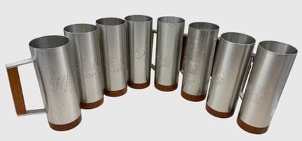 8 tazas grandes de estaño «Royal Selangor» (Singap