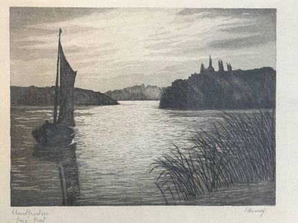 C. Herzog "Abendfrieden" betitelte orig. Radierung