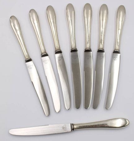 8 cuchillos de postre, mangos de plata de ley n.º 