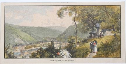 kl. Stich, Blick auf Ems und das Kurhaus, colorier