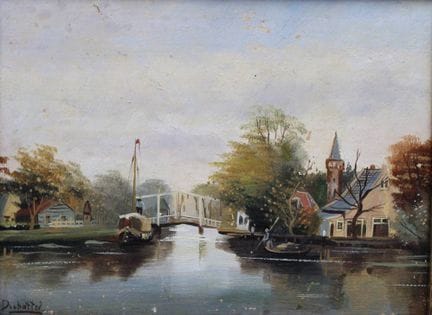 Duchattel, Landschaft, Öl/Holz um 1900, alt gerahm