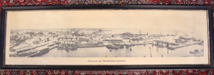 gr. Panorama von Cuxhaven, alt ger./Glas, 36,5 x 1
