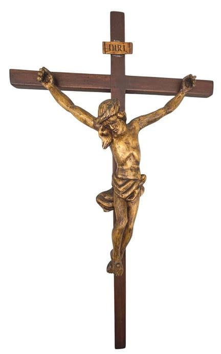 Crucifijo de pared grande, madera, 60 x 33 cm