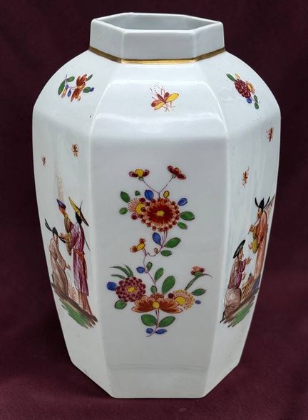 Jarrón de porcelana, estilo chino, siglo XIX, marc