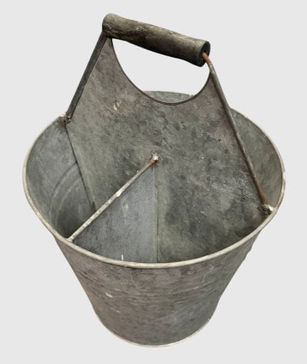 Cubo galvanizado, de cuatro piezas, con asa de mad