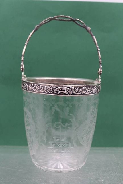 Cubeta para hielo, montura de plata de ley 800, ta