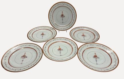 6 platos de porcelana china de exportación del sig