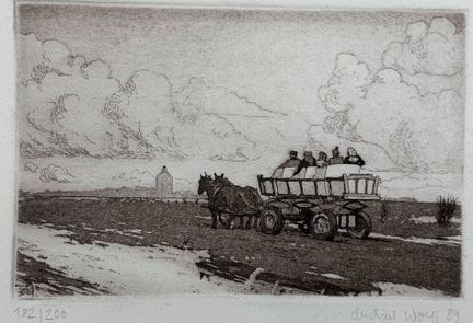 Michael Wolff (1959) "Wattwagen vor Insel Neuwerk"