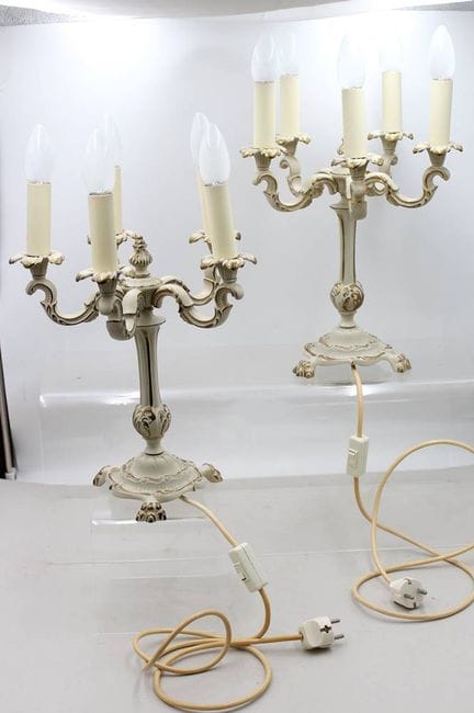 Par de candelabros macizos de 5 llamas, probableme