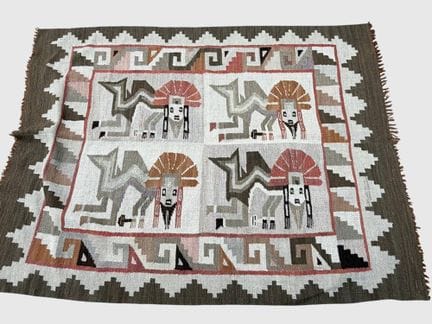 Tapiz peruano tejido a mano con motivos incas, pro