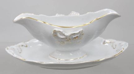weiße Porzellansauciere mit Goldrand , Villeroy &B