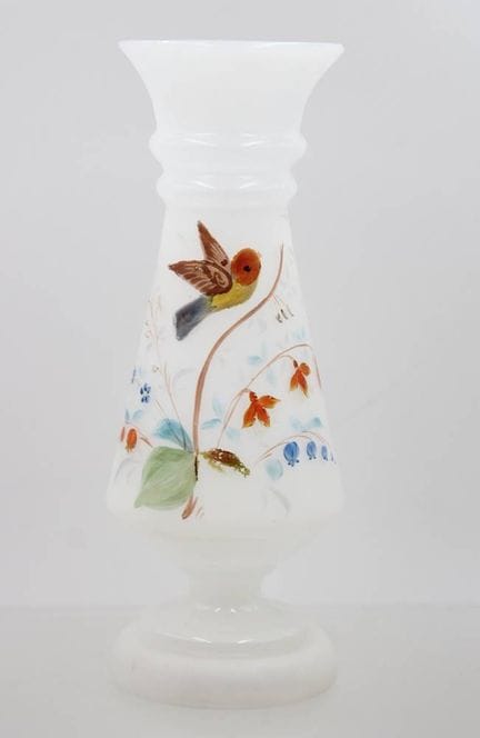 Jarrón de cristal Opalin, estilo Biedermeier, pint