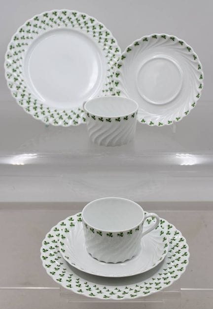 Gedeck Teetassen mit Untertasse „Torse Trèfle Vert