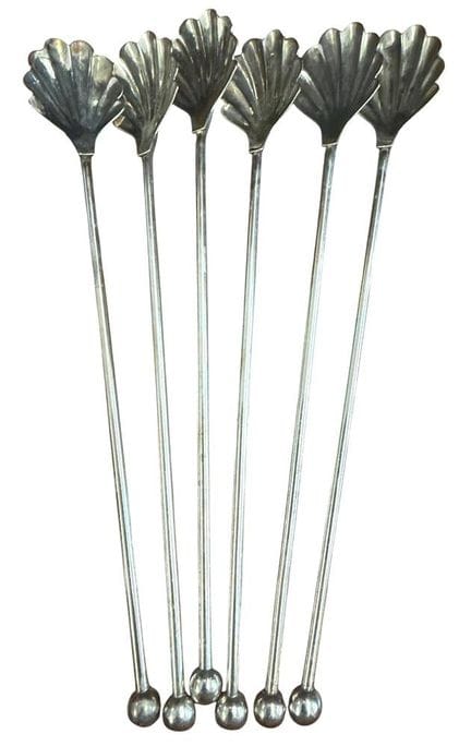 6 cucharas de bar plateadas (a modo de pajitas), L