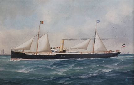 Käpitänsbild/Ölgemälde des Schiffes „Iris vor Cuxh